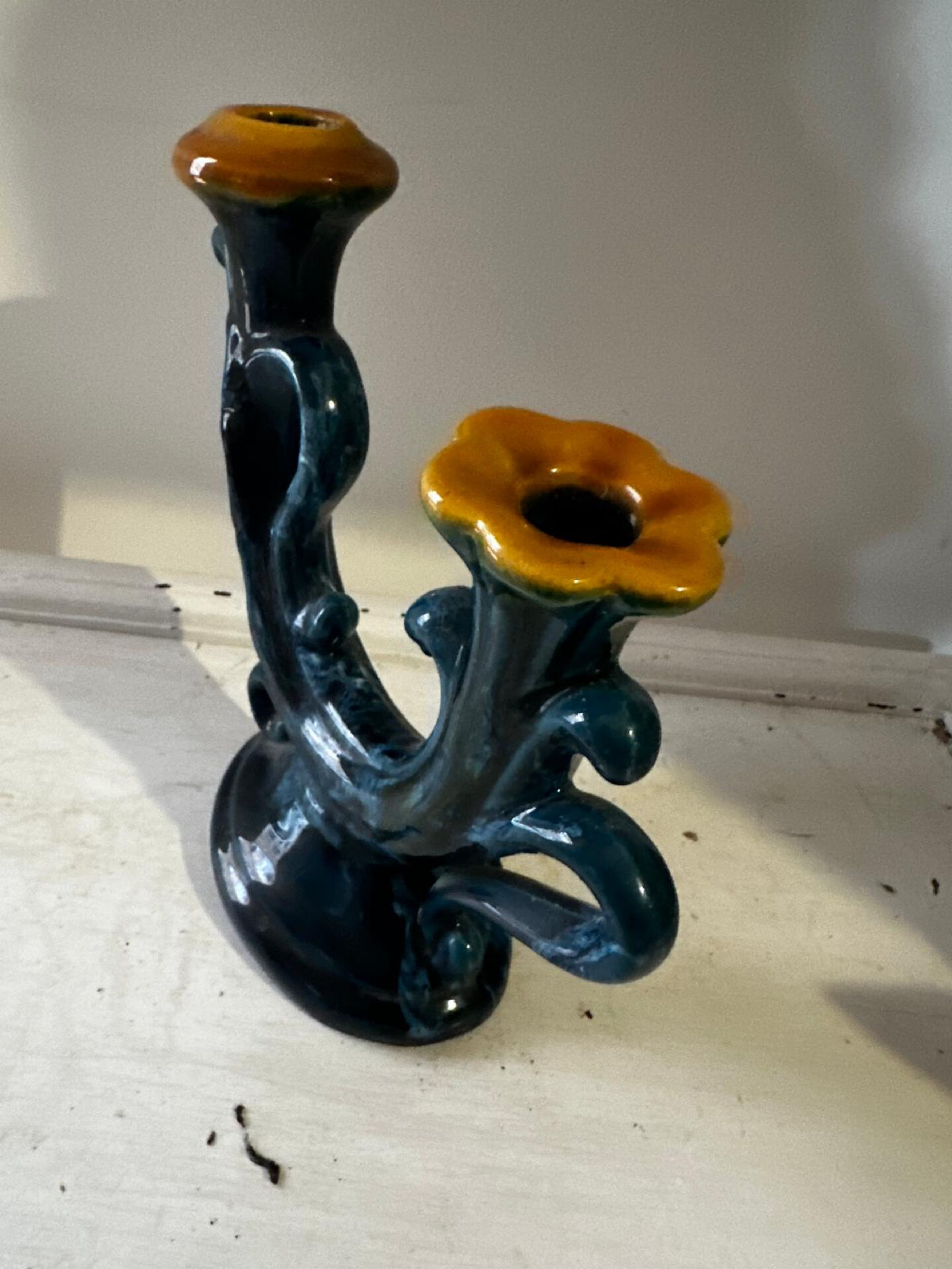 Vintage ceramic organic candlestick