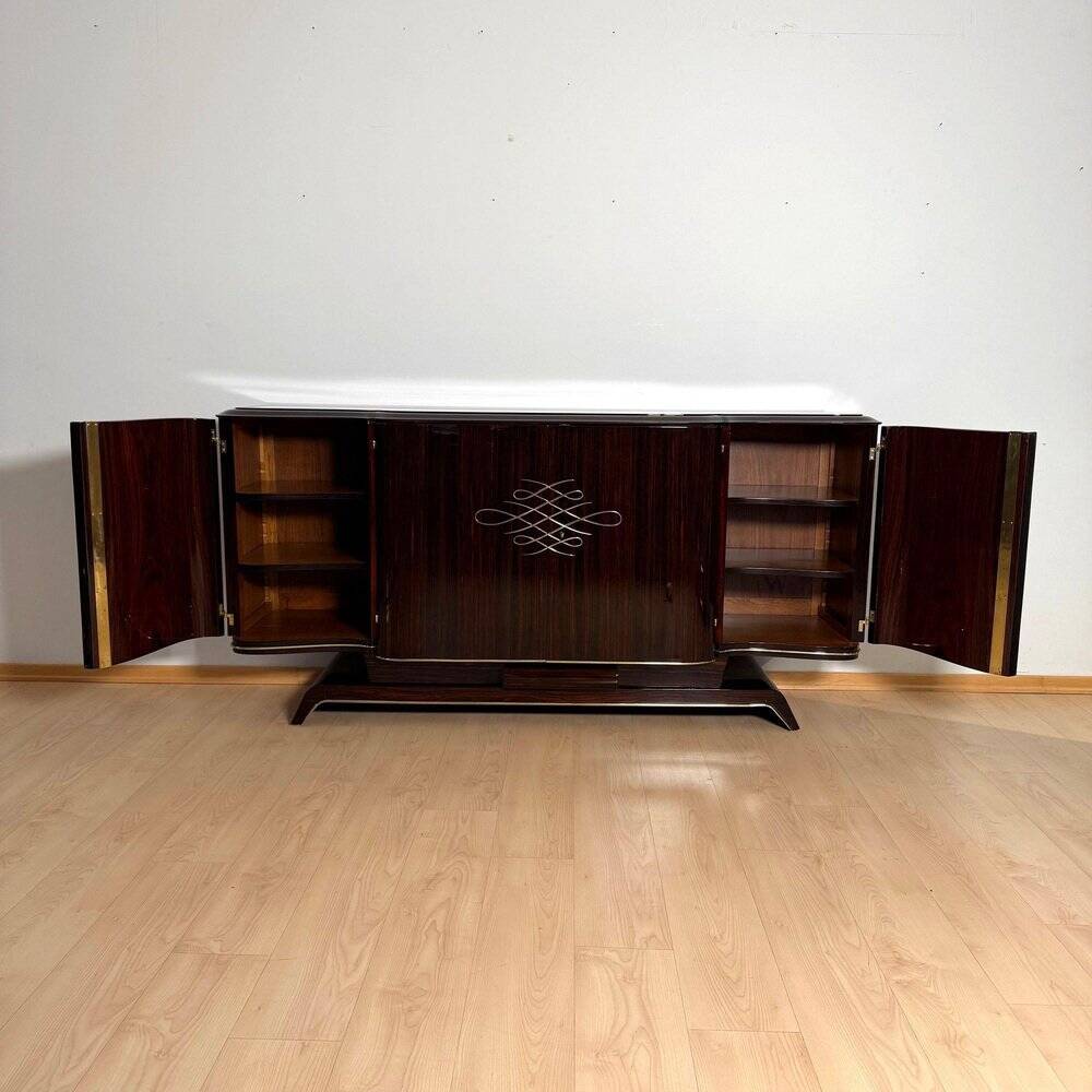Art Deco Sideboard in Macassar Ebony and Brass, Paris, 1930s