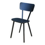 4 black metal and wood chairs