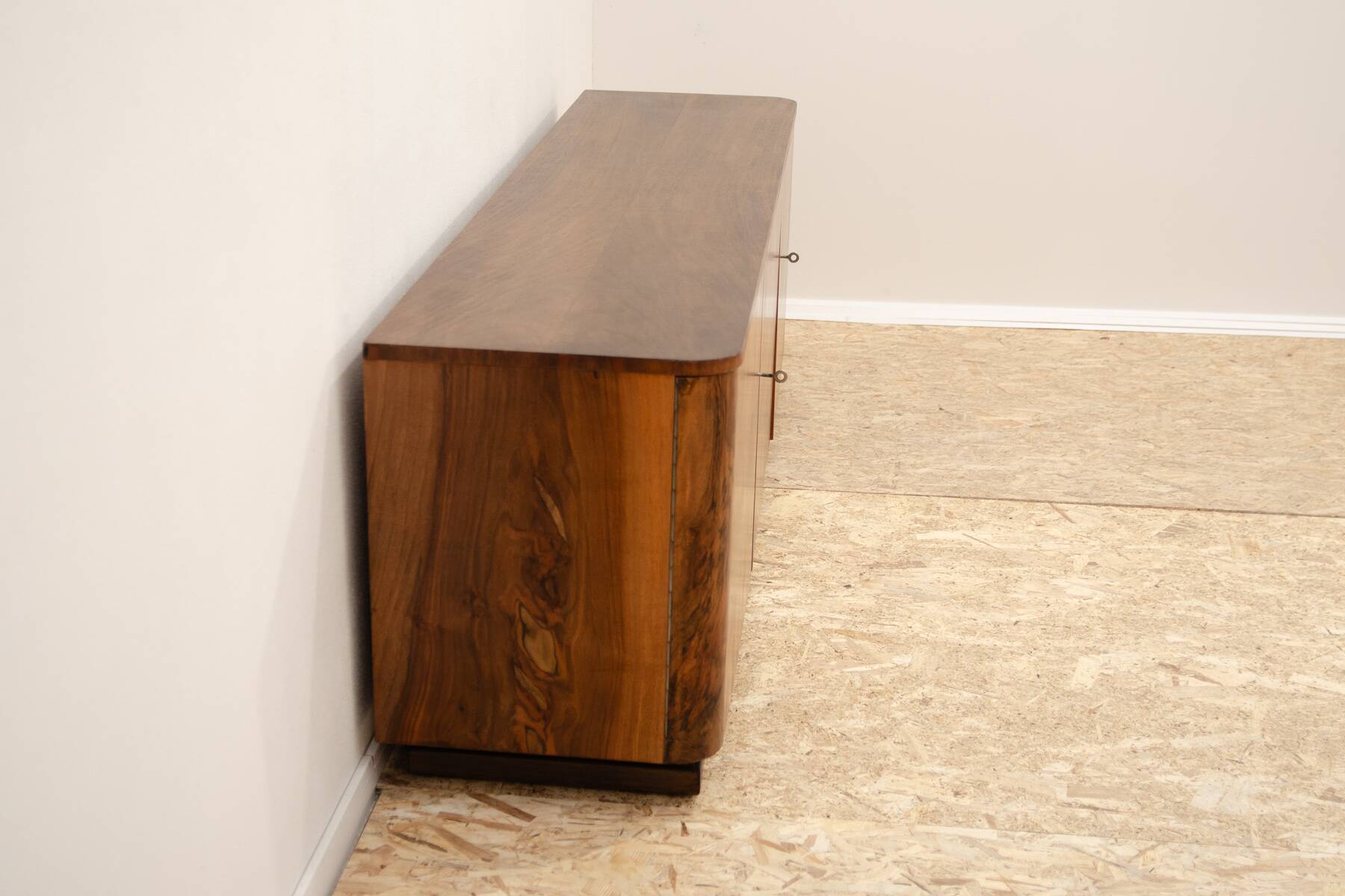 Fully renovated art deco walnut sideboard, 1930s, czechoslovakia