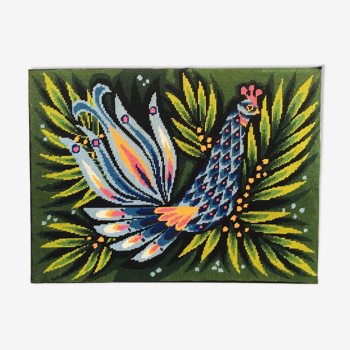 Flamboyant bird tapestry Jean Lurçat style