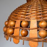 70s woven wicker pendant light
