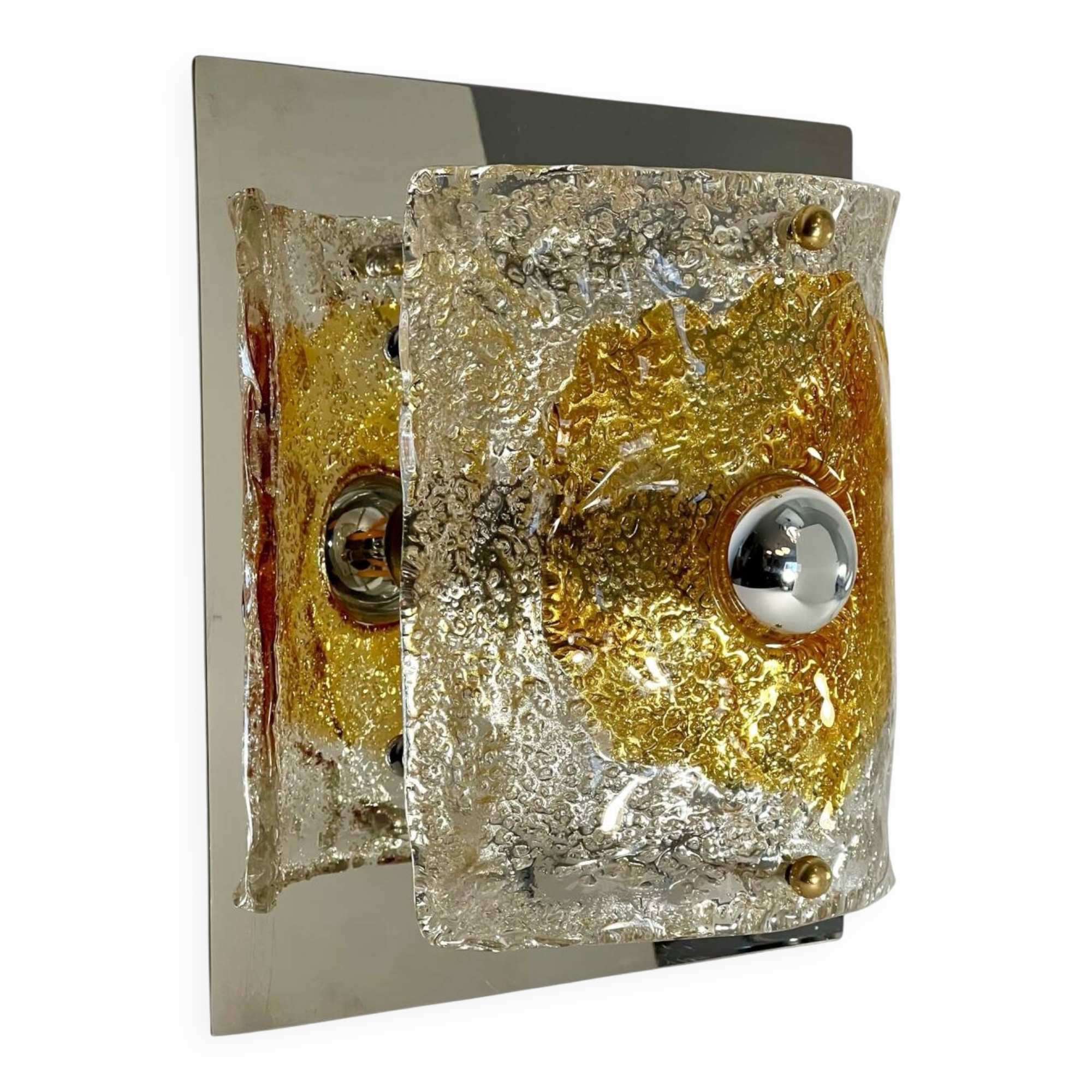Italian chrome and Murano glass wall light from the 1970s.
