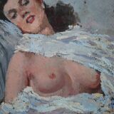 Nu d'une jeune femme, peinture à l'huile sur panneau, Italie, début du XXe siècle