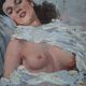 Nude of a young woman, oil painting on board, Italy early 20th century