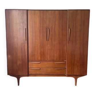 Vintage Scandinavian style teak wardrobe from the 1960s by Tricoire and Vecchione.