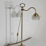 Tulip lamp in glass and bronze, adjustable, art deco 1920