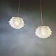 Pair of frosted glass pendant lights, artichoke-shaped, 1960s.
