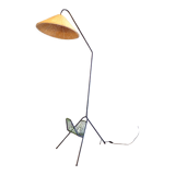 Vintage floor lamp rattan lampshade