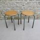 Pair of school stools in wood and metal