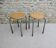 Pair of school stools in wood and metal