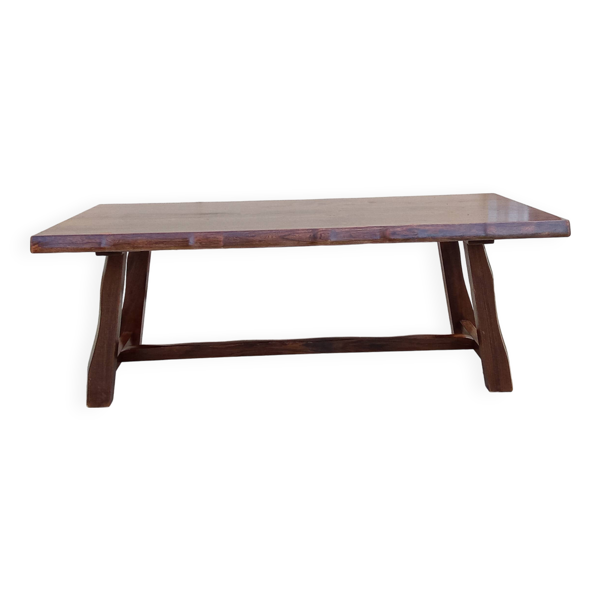 Vintage Scandinavian Brutalist Elm Farmhouse Table