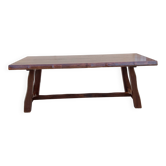 Table de ferme vintage en orme brutaliste scandinave