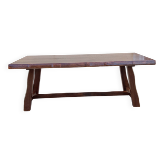 Vintage Scandinavian Brutalist Elm Farmhouse Table