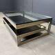 Vintage two-tiered coffee table in 23kt belgochrome, 1970s