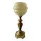 Ancienne lampe en céramique et laiton, globe verre de Clichy