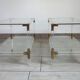 Paire de tables basses italiennes plexiglass, verre et laiton années 70
