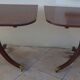Mahogany top table inlaid with light wood nets and brass toes