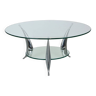 Table basse ronde moderne en verre Chrome Space Age Design