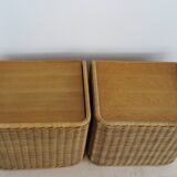 Set of two Italian rattan  nitgh stands 1950s