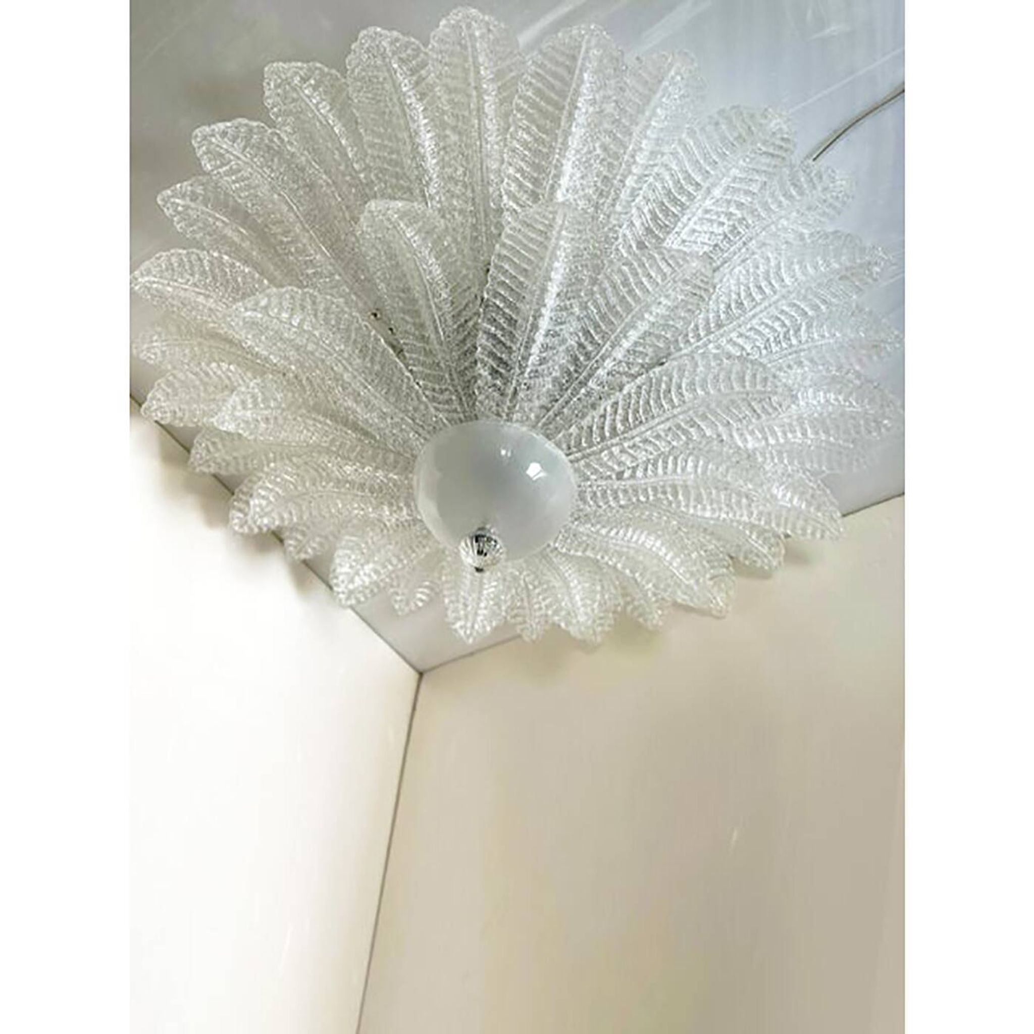 Set of Two Venetian Murano Glass Flush Mount, Mazzega Zuccheri Venini Barov