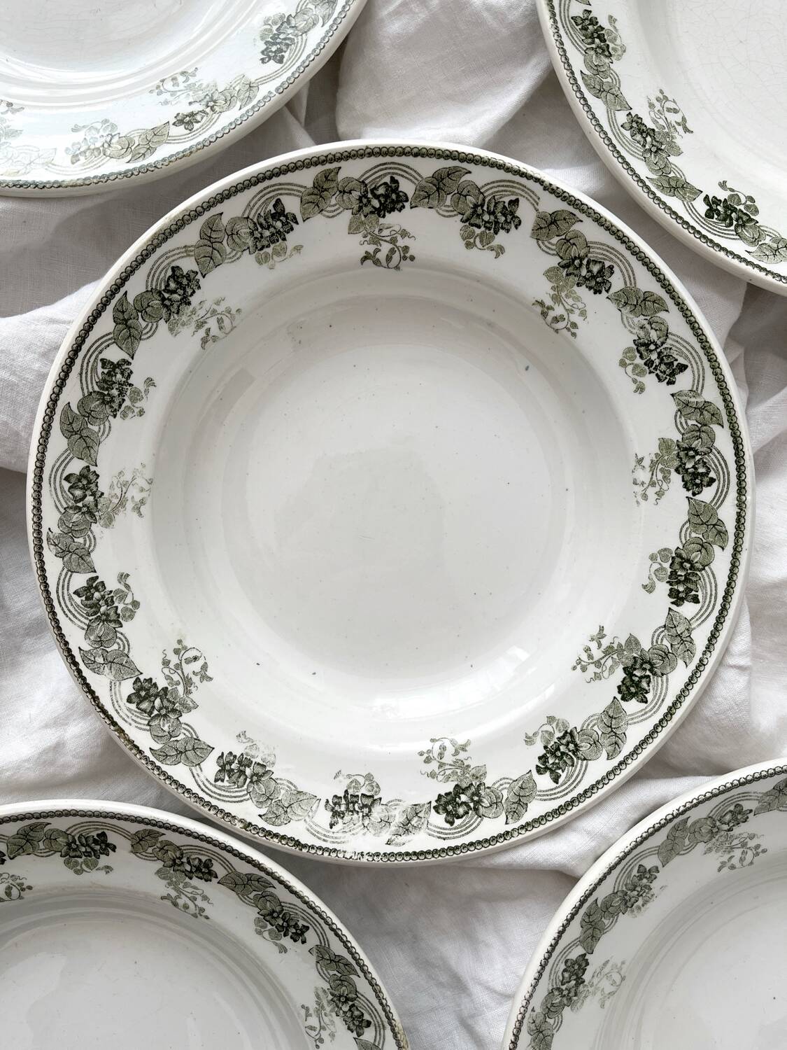 6 “Violetta” ironstone soup plates from Moulin des Loups Hamage