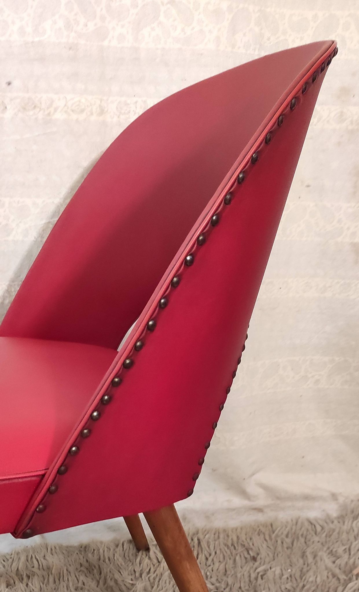 Red Bauhaus armchair by Thonet, 1950s-60s.