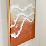 Terracotta and beige relief wave painting