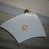 Modern graphic pendant lamp in opaque glass and wood