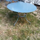 Large blue wrought iron garden furniture