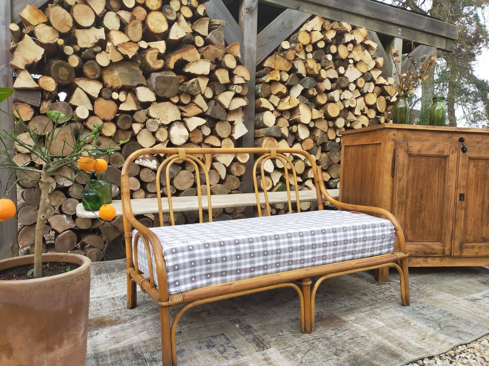 Vintage wicker bench