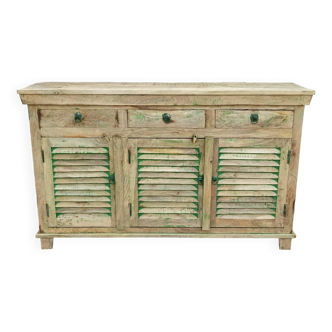 Buffet 3 portes avec persiennes, 3 tiroirs en bois