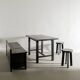 French Mid Century Black Wooden Ebonized Cabin Dining Set, 1950s