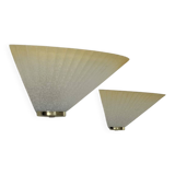 Paire d'appliques vintage coquillage, verre et laiton, France, 1970