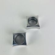 Pair of egg cups or space age napkin rings in aluminium, 1970s.