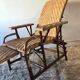 Bamboo and vintage rattan long chair, 40s/50s