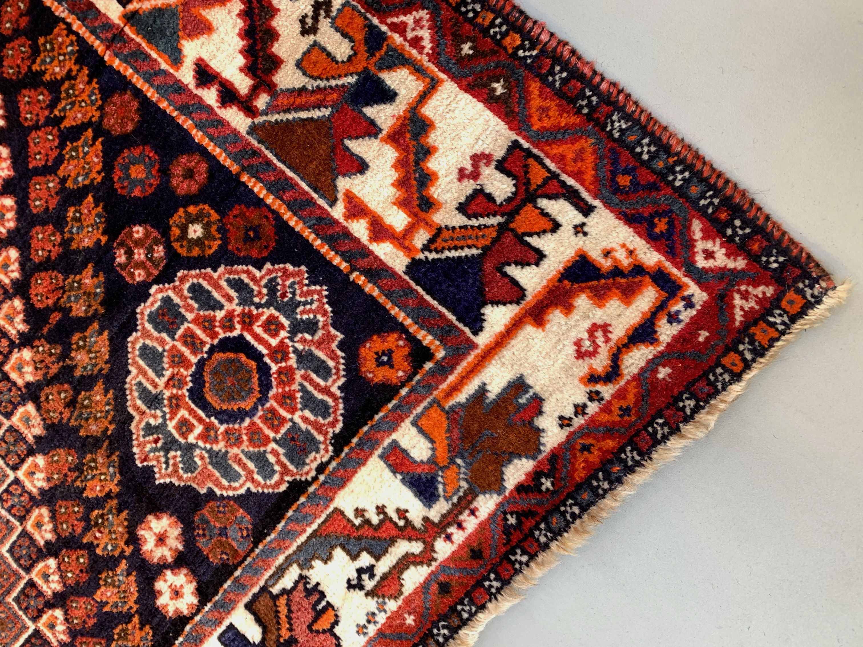 Vintage Traditional Tribal Rug 284x175 cm Wool Oriental HandMade Rug, Red Black