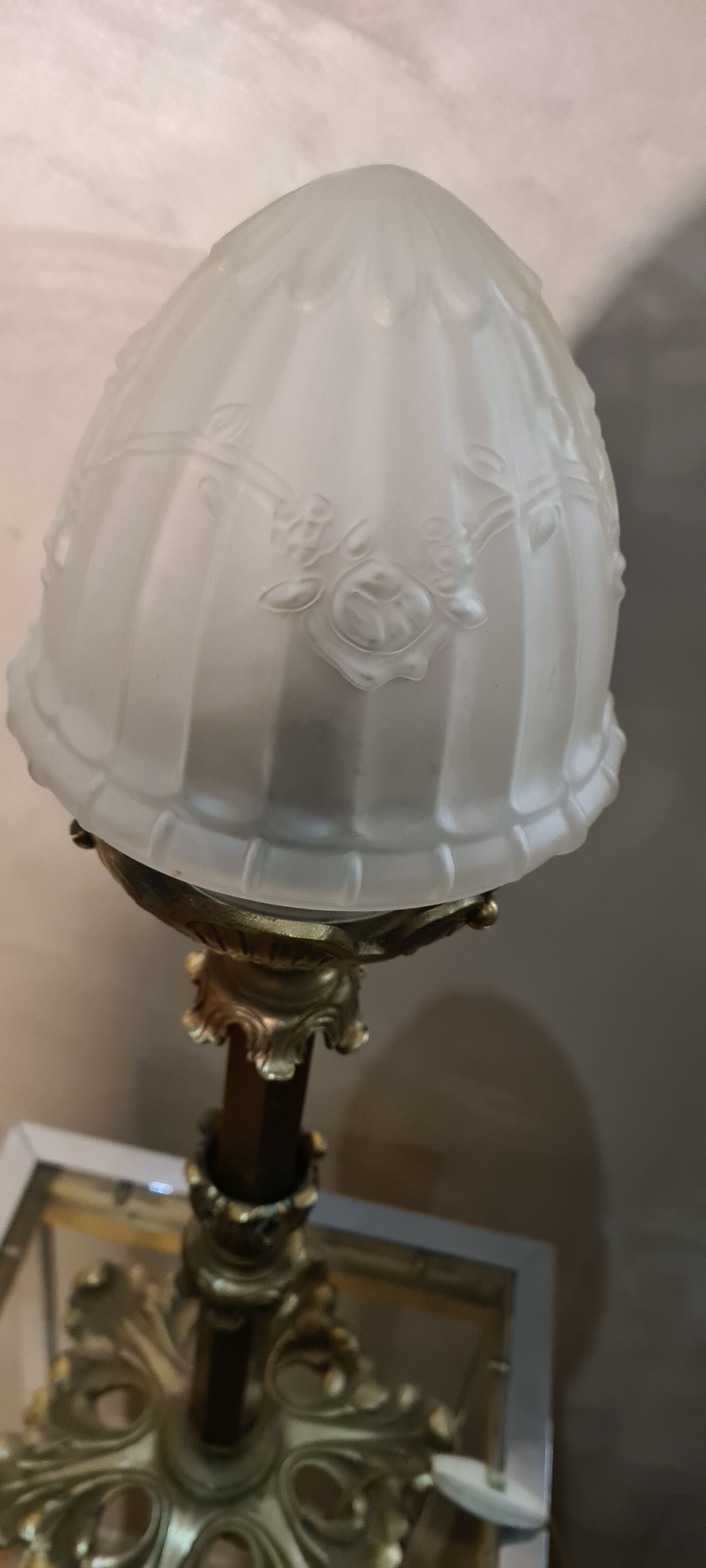 large bronze lamp napoleon iii sculpted globe molded opaque 54x22