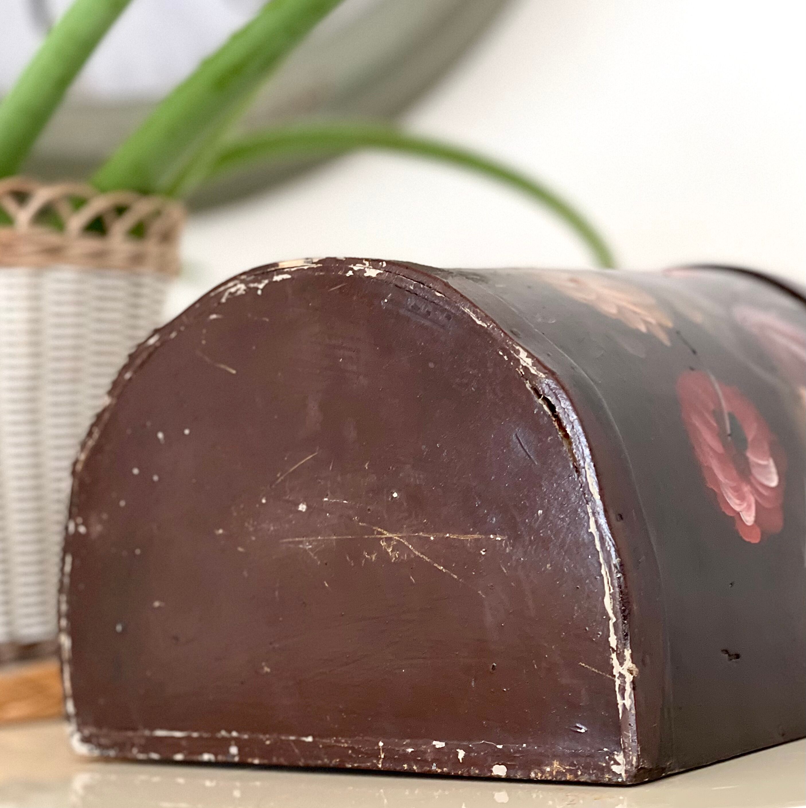 Old painted wooden box