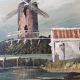 Tableau paysage moulin au bord de l'eau, huile sur toile signée