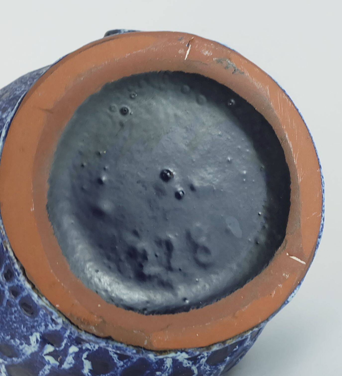 Large vintage kreutz-keramik 1960s 70s vase jug model 228 fat lava drip glaze intense blue