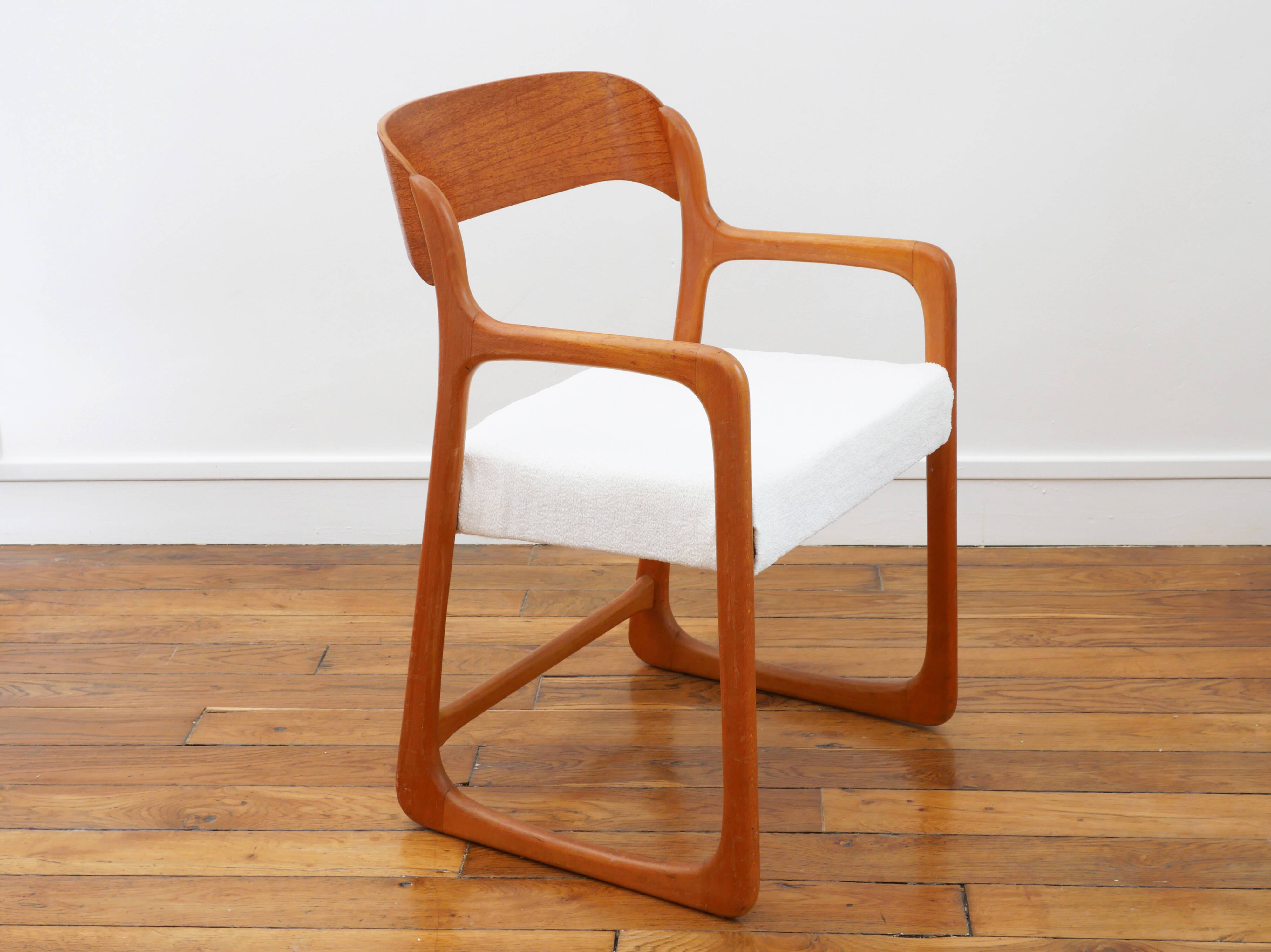 Baumann Sleigh Armchair - Restored - Fabric, foam & straps: new