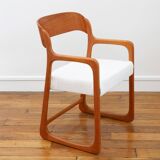 Baumann Sleigh Armchair - Restored - Fabric, foam & straps: new