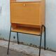 Vintage light oak secretary desk with metal base