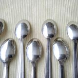 Set of 2 x 6 silver metal spoons 2 different models