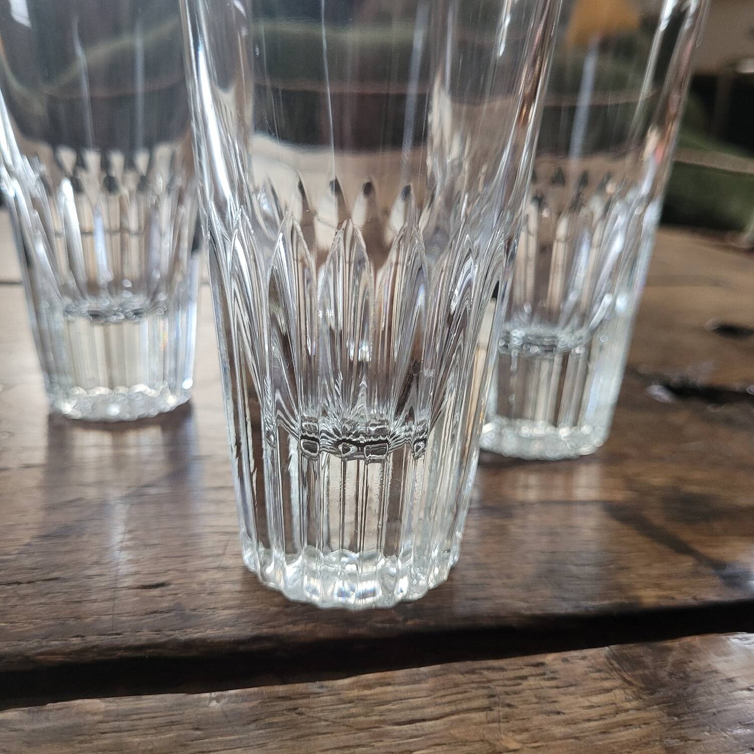 Set of 6 antique faceted glasses – vintage bistro from the 60s/70s