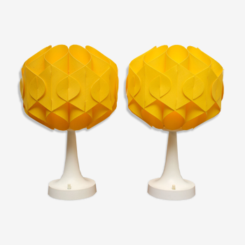 2 lampes Tulip jaunes des années 1970