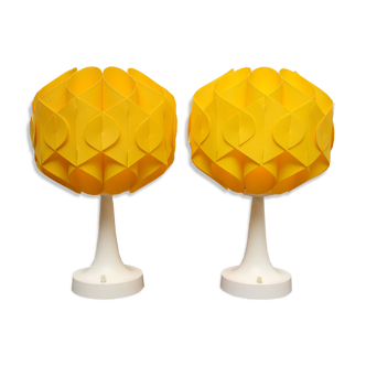 2 lampes Tulip jaunes des années 1970