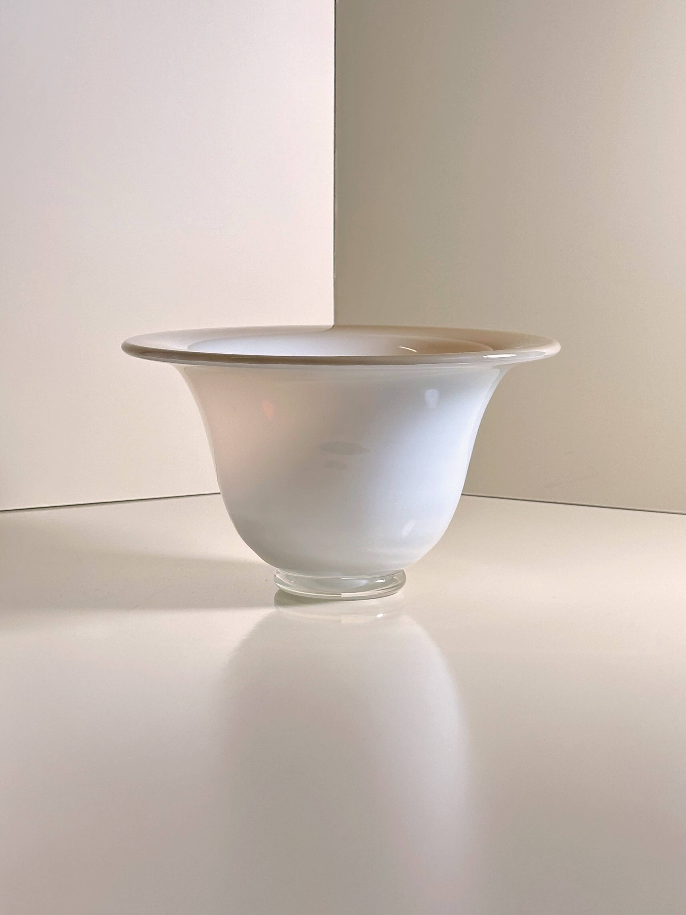 Mid Century Murano Fruit Bowl Opalina Milk Glass