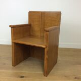 Pair of art deco solid oak chairs